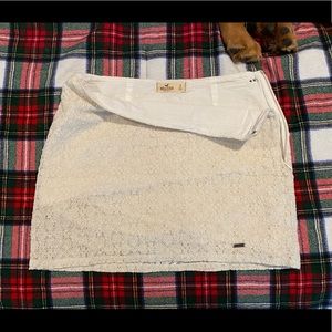 Off white and gold lace mini skirt